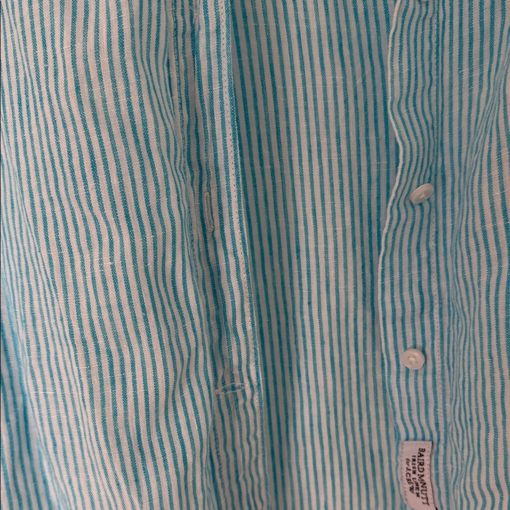 J. Crew Light Blue and White Striped Linen Button-Down Shirt - Picture 4 of 5